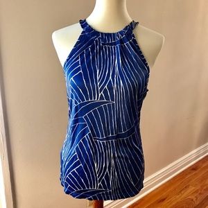 Loft Silky Blue & Silver Blouse