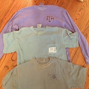 THREE TEXAS A&M COMFORT COLORS SHIRTS