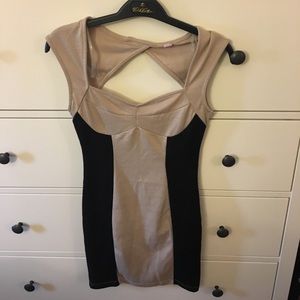 Tan and black clubbing dress