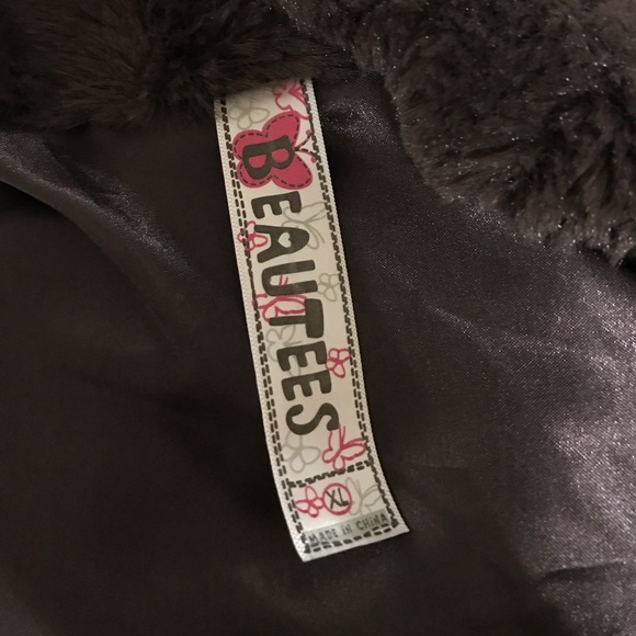 Kids Brown Faux Fur jacket - Picture 3 of 4