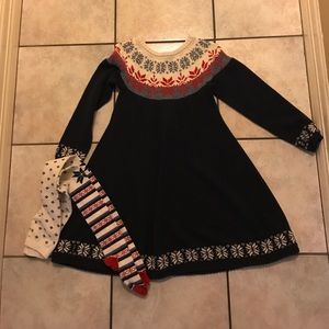 Hanna Andersson girls dress/matching tights