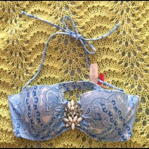 Victoria's Secret VS Bejeweled Bikini Top blue 36B
