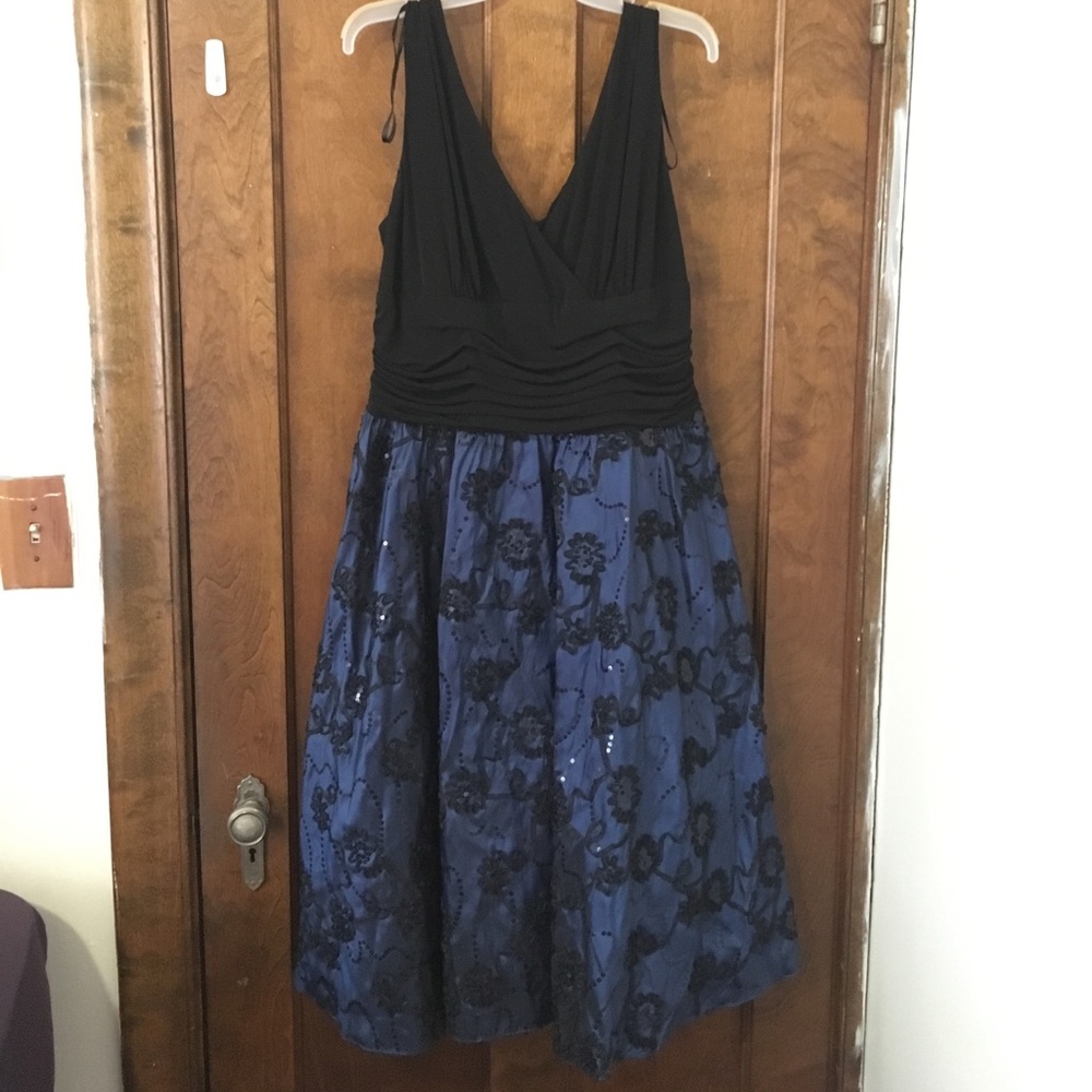 blue and black formal dress prom