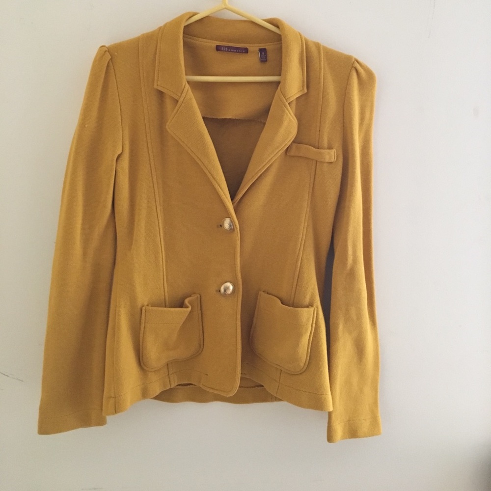 525 america mustard yellow knit blazer!