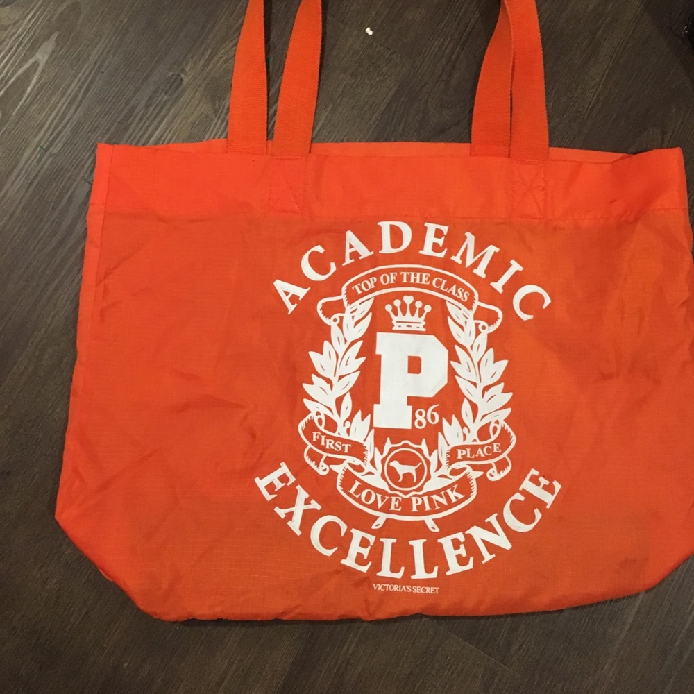 Pink Victoria Secret orange tote