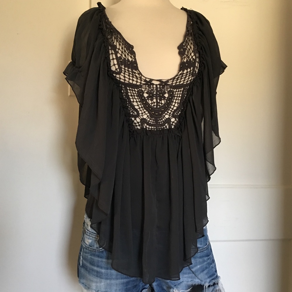 SOLD - Free people macrame studded Tunic