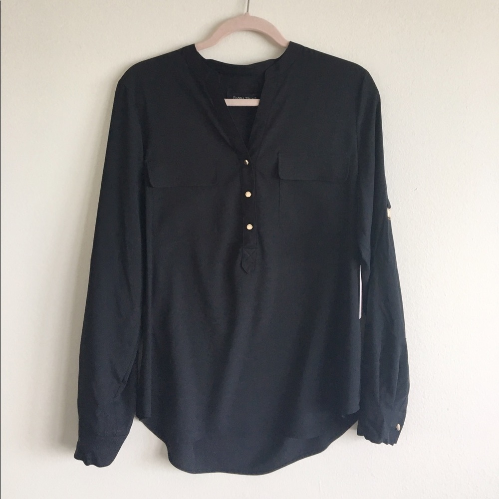 Black blouse with gold buttons ~ New