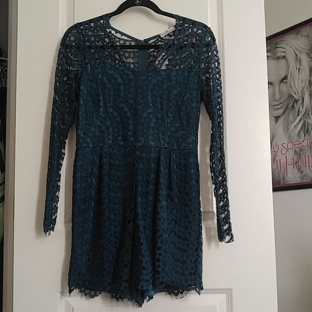 Teal Lace Romper
