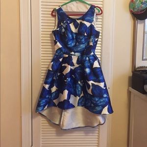 Blue and White Floral Formal Dress