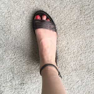 AUTHENTIC Silver Metallic Coach Sandals