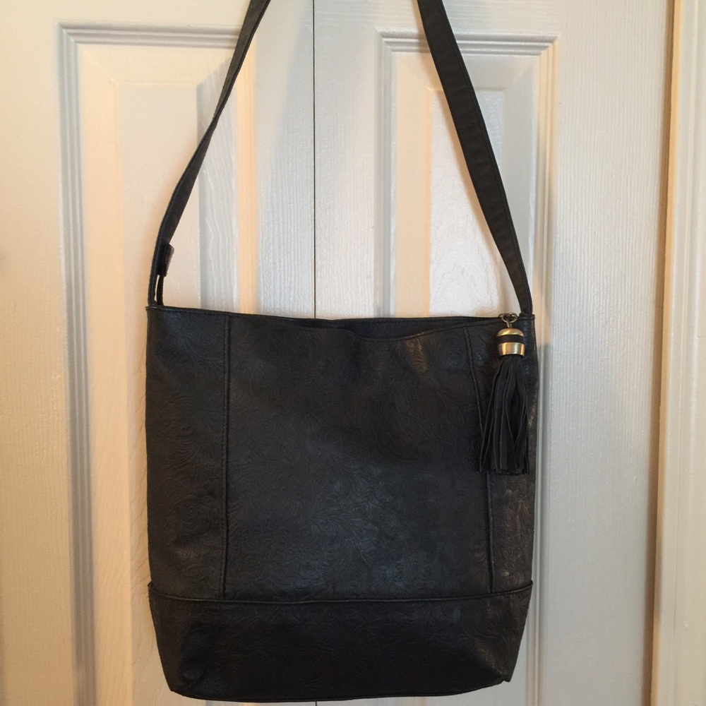 Tooled Vegan Leather Handbag