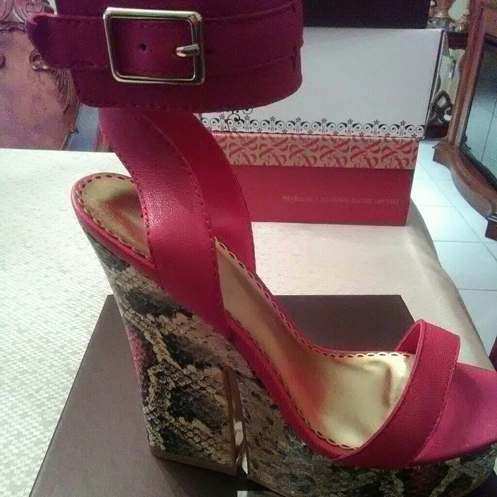 Bebe red snake heels