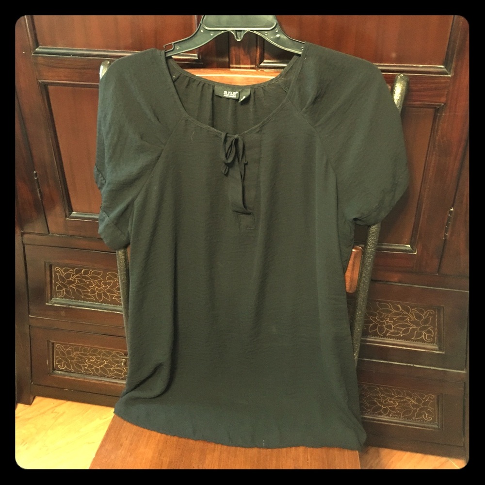 Black blouse with tie neck