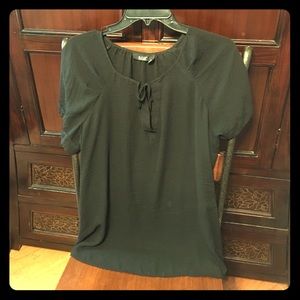 Black blouse with tie neck