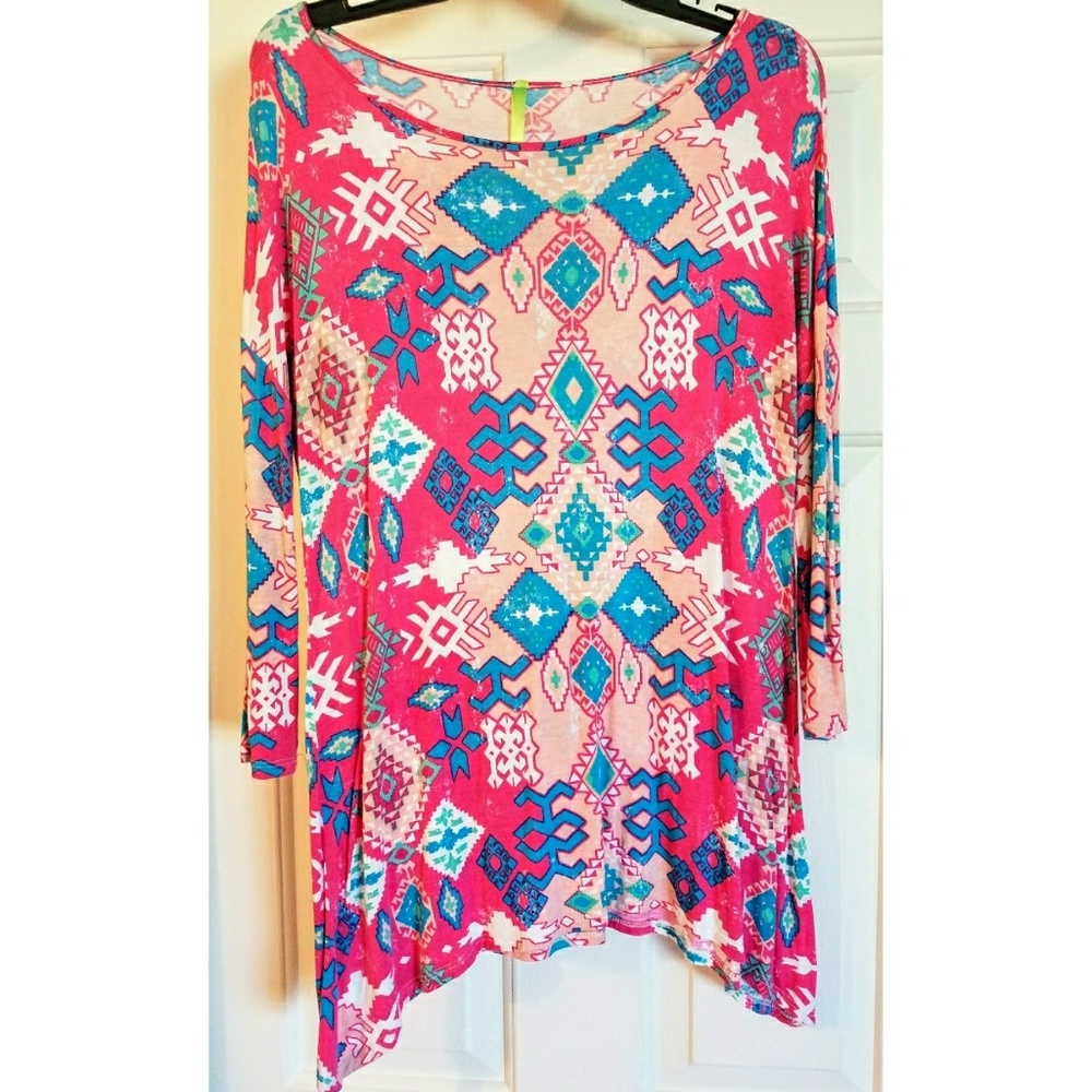 Pink Tribal Boutique top, size medium