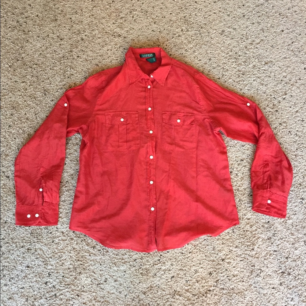 ❌SOLD❌ Lauren by Ralph Lauren cotton silk button
