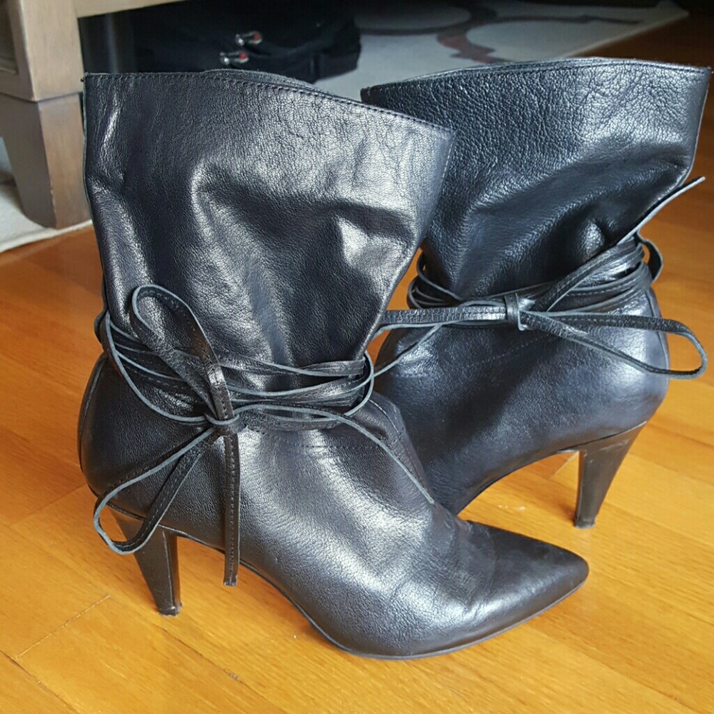 Leather Slouchy Nine West Booties
