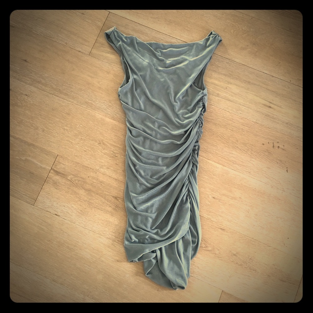 Alice & Olivia silver ruched mini-dress