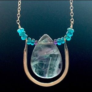 Solid Sterling and Fluorite Gemstone Necklace