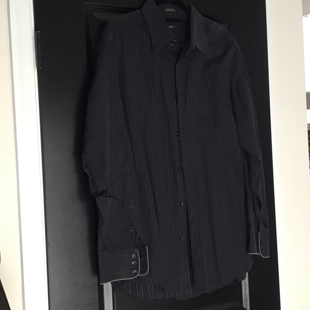 Black button down shirt.
