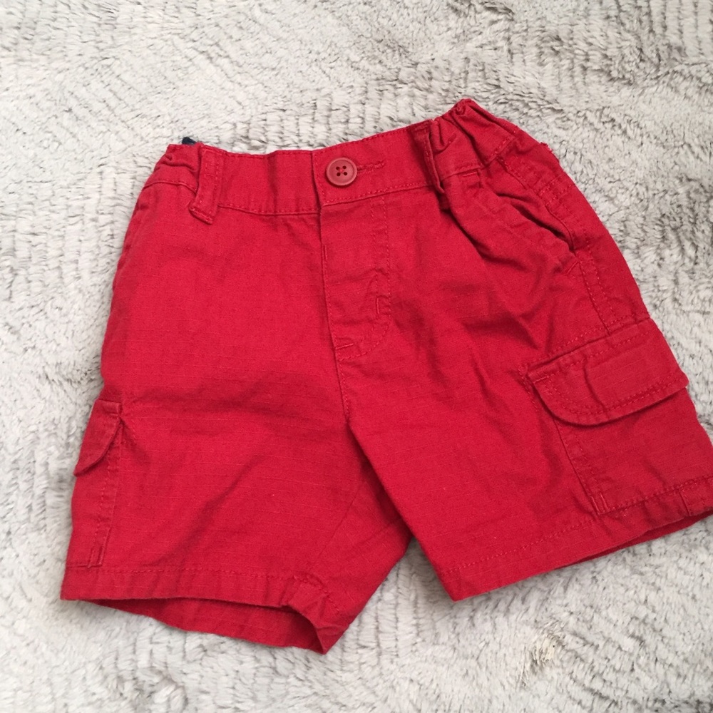 Red cargo shorts