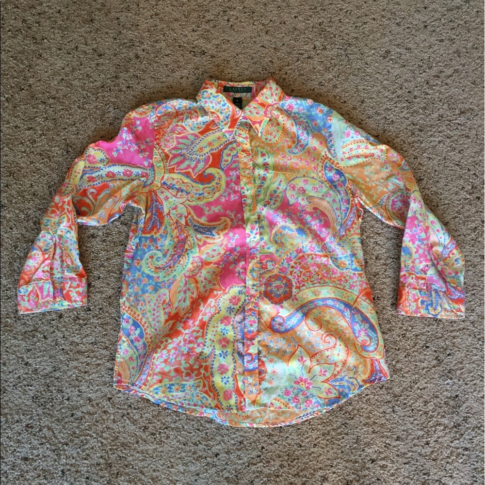 Lauren by Ralph Lauren floral paisley blouse shirt
