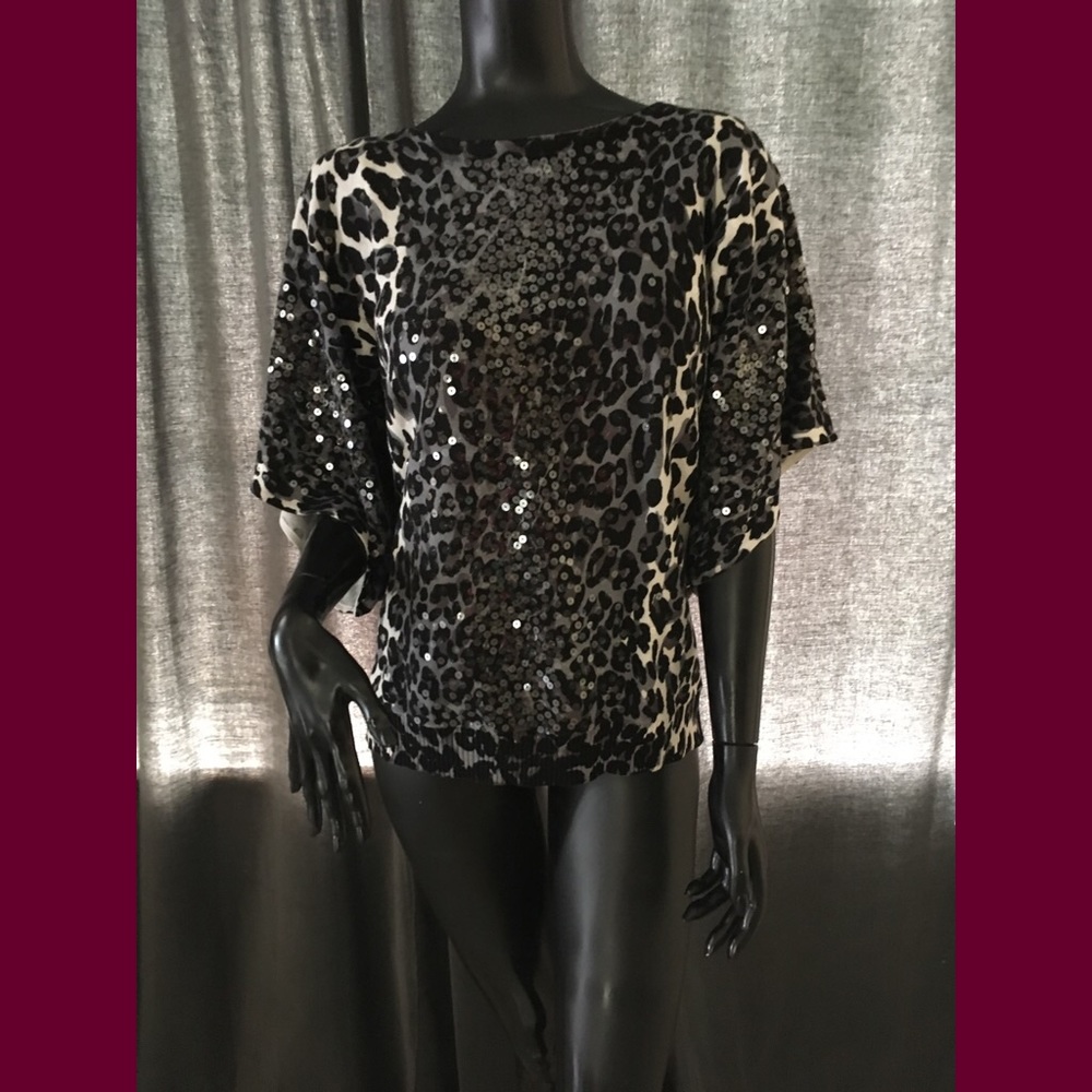 Sequin leopard-print top