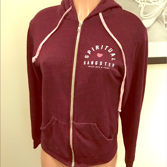 spiritual gangster Tops - SG maroon zip up hoodie