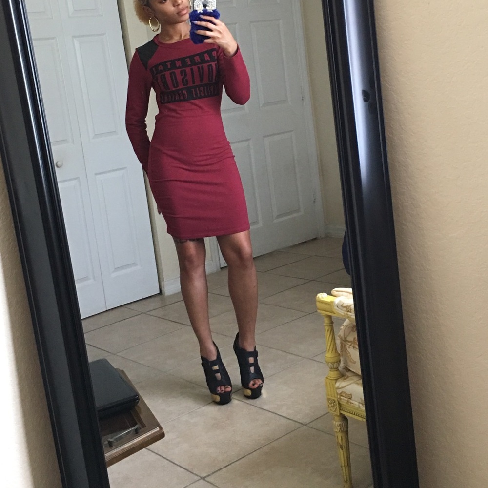Curvaceous Boutique Open-Back Dress/ Burgundy