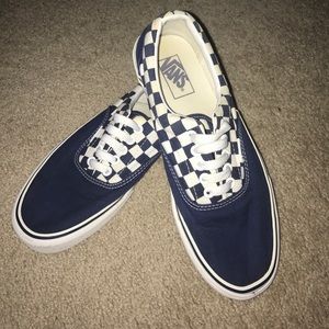 Navy checked vans.