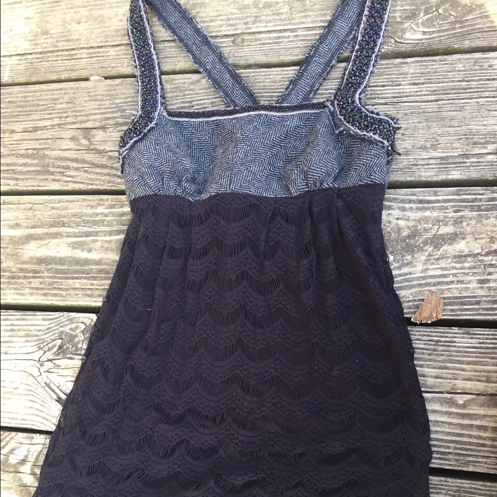 Free People lace overlay beaded tank tunic