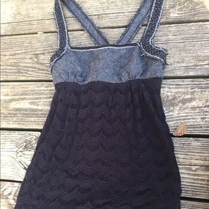 Free People lace overlay beaded tank tunic
