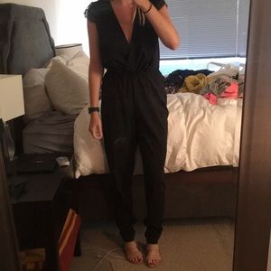 Arden B Black Jumpsuit with Lace - small
