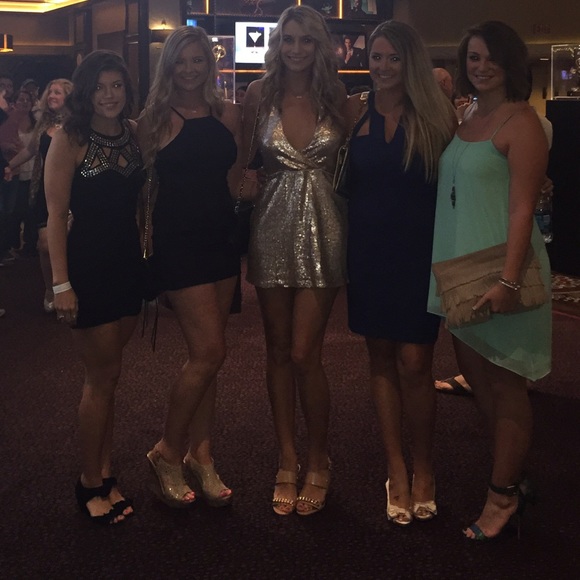 Plunging sparkle party dress with strappy back - Picture 5 of 5