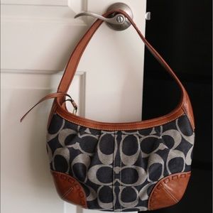 COACH ERGO SIGNATURE PLEATED DENIM HOBO BAG #12748