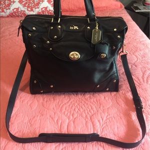 COACH Black Satchel with gold accents