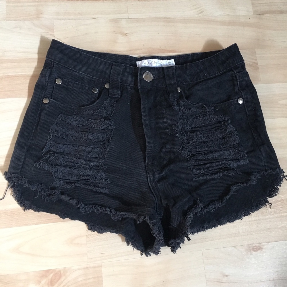 Black MINKPINK high waisted Slasher shorts