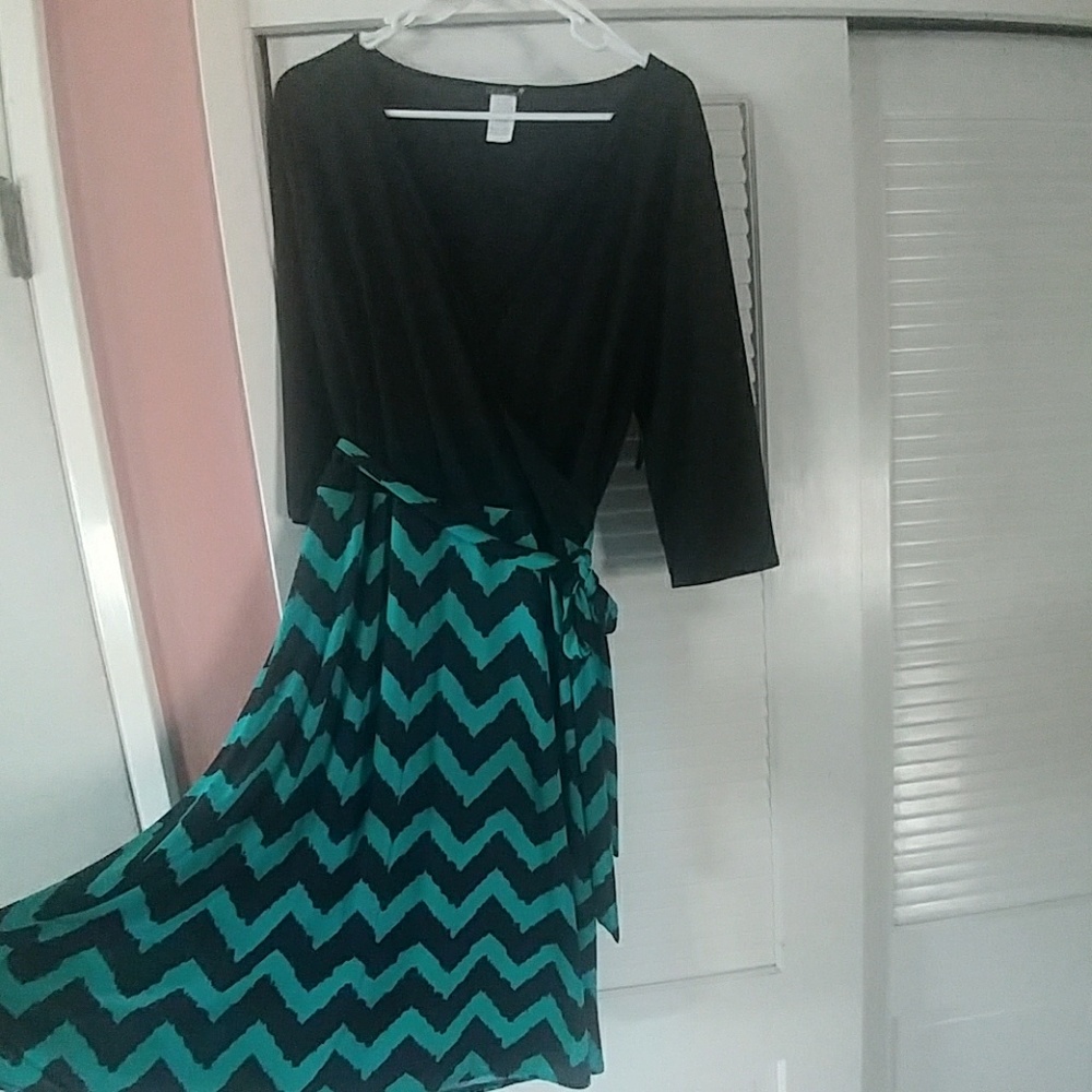 Teal & black dress