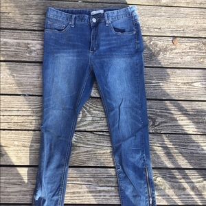 Free People high waist skinny zipper ankle jeans