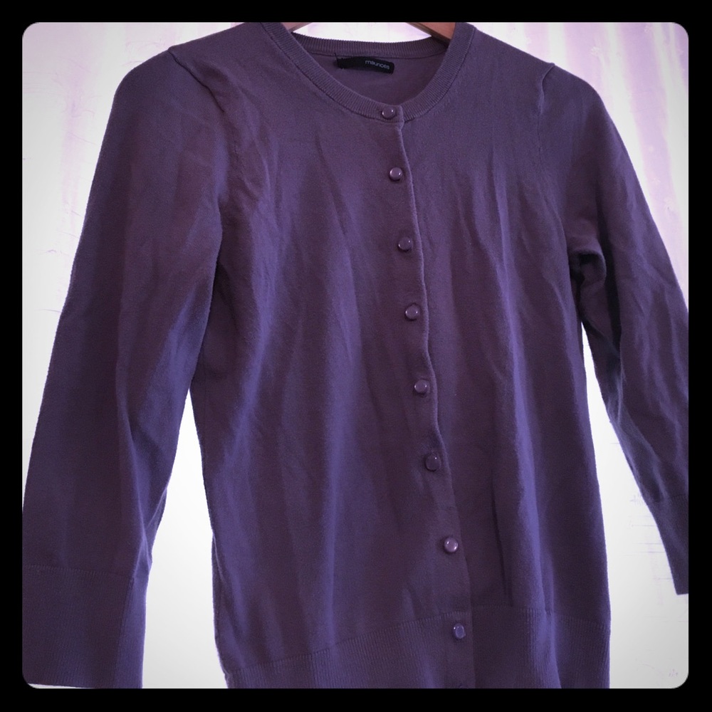 Lavender Maurice's sweater L with pearly buttons