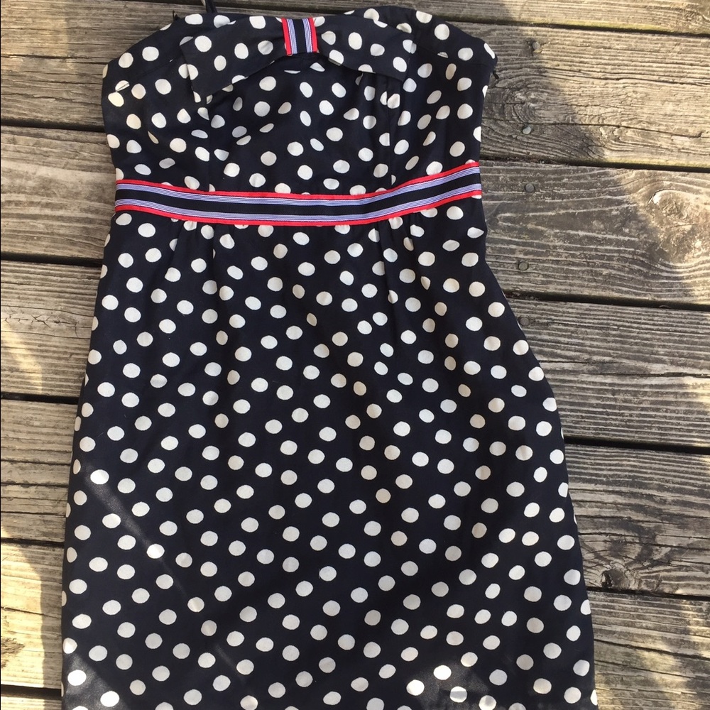 Anthropologie Maeve polka dot strapless dress