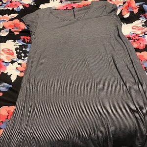 Navy and White Striped Cap Sleeve Dress