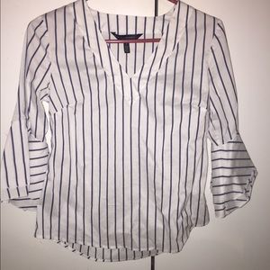 Navy blue pinstripe shirt with flared arms- NEW!!!