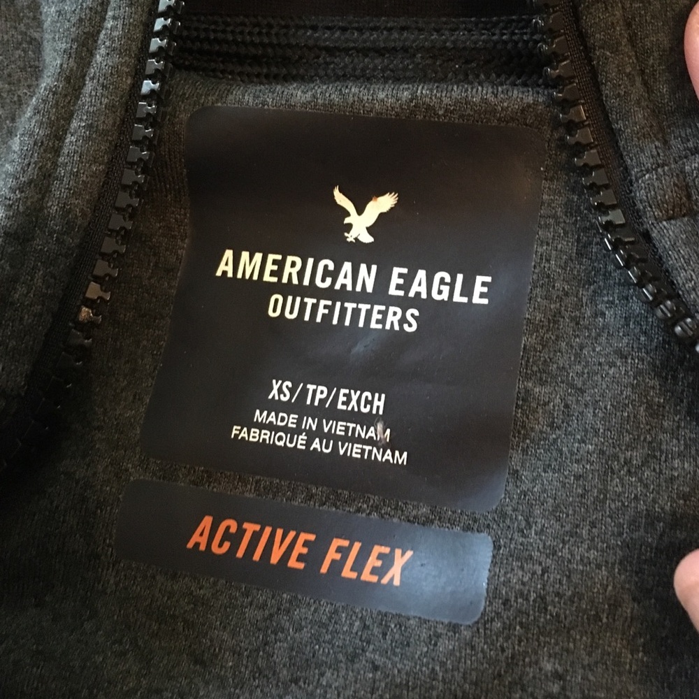 American Eagle zip up hoodie black and grey nwot
