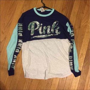 Victoria secret love pink sequins long sleeve top