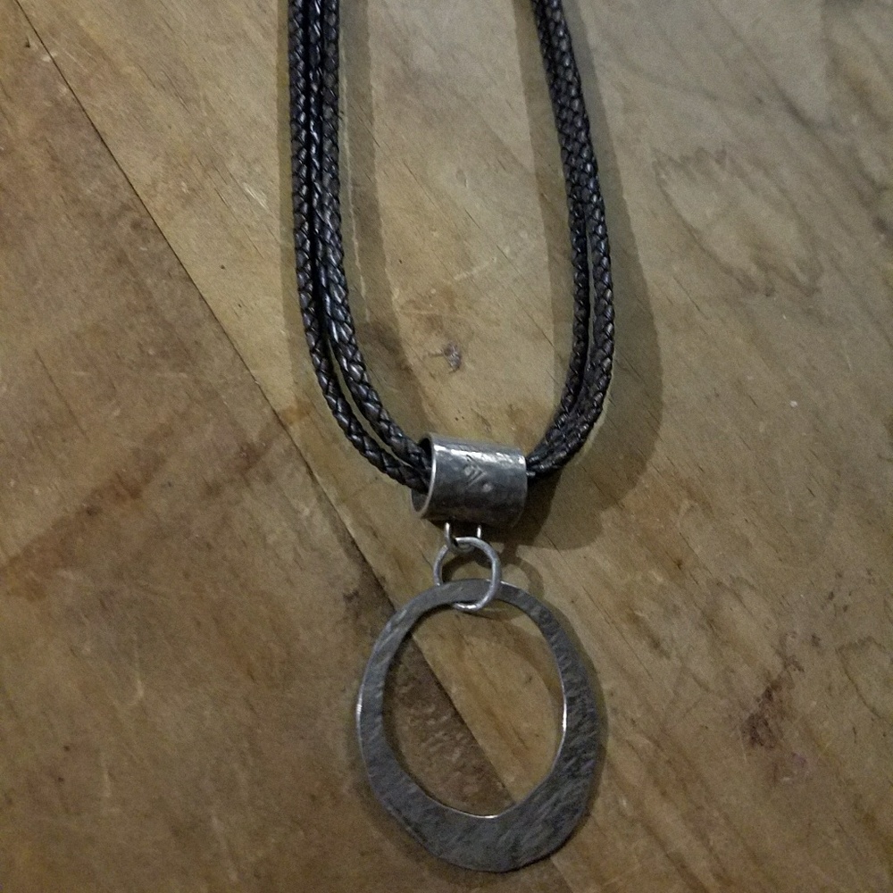 Silpada 3 Strand Brown Braided Leather Necklace