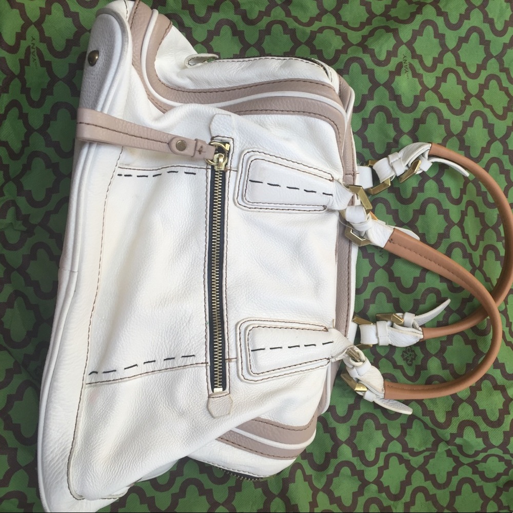 White leather satchel