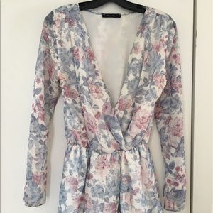 Floral long sleeve romper