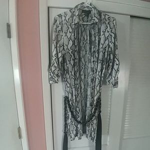 Knee length belted dress shirt