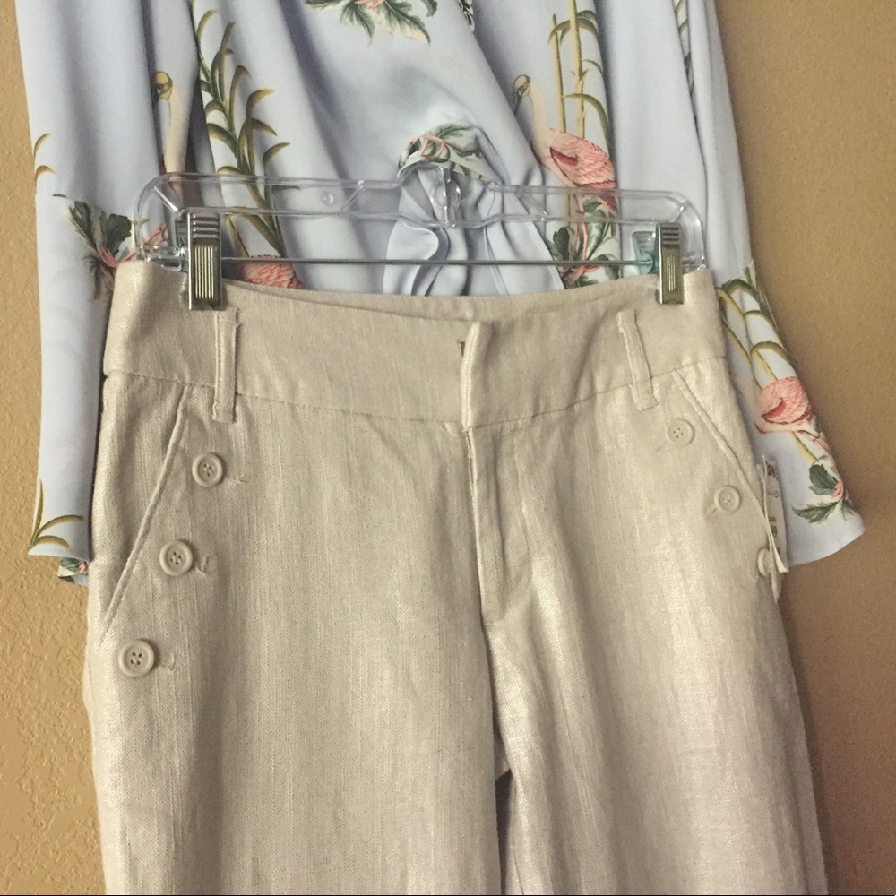 ❄️CYNTHIA ROWLEY❄️ NWT Tan linen pant SZ 2